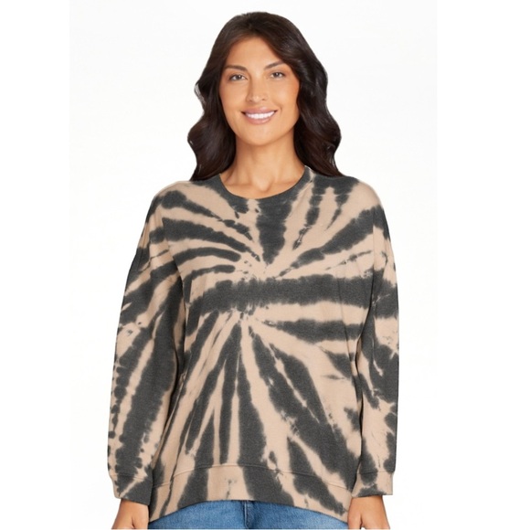 🖤URBAN REBEL Tie-Dye Sweatshirt in Black and Tan Size S - Picture 2 of 6